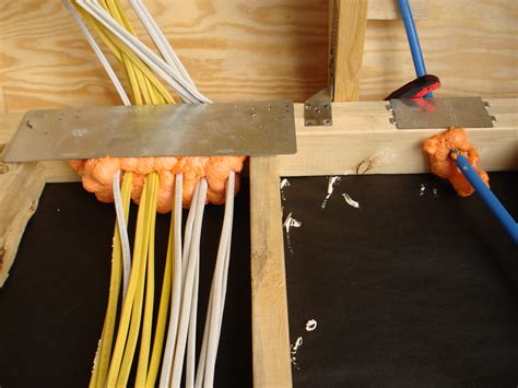 sealing outdoor electrical box|filling holes around electrical wires.